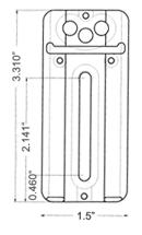 Line drawings of Wimberley P-10 Lens Plate with with inch dimensions