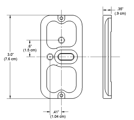 Line drawing of Wimberley P-5 Camera Body Plate with dimensions given in inches