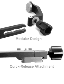 Collage of Wimberley Flash Bracket Module Design and Quick-Release Clamp