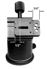 lens plate in QR Clamp showing required 3/4 extension needed to mount Wimberley Flash Bracket on Arca-Swiss style plate